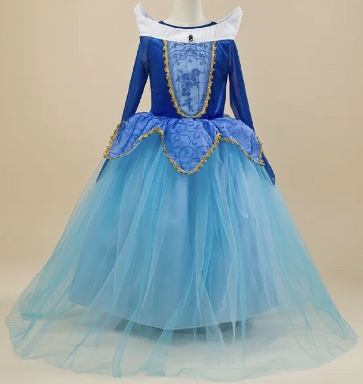 Princess Party Dress Blue Kids Costume Dress Gem