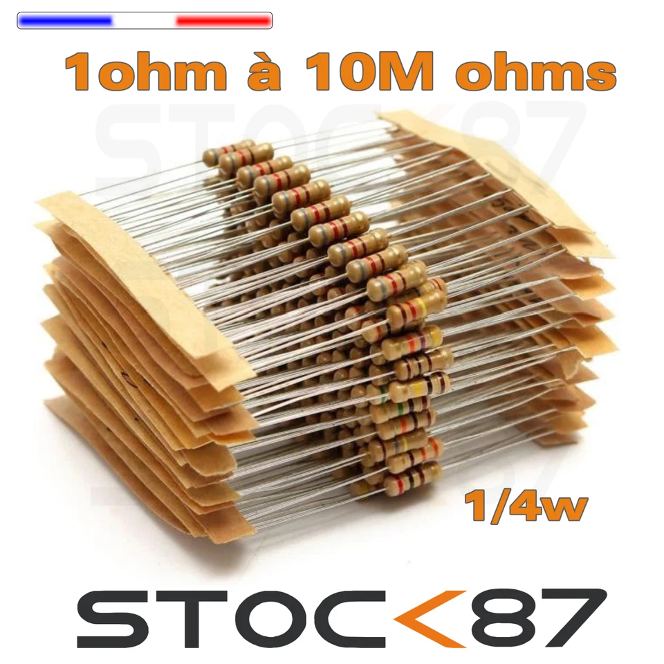 SK87 10 à 100pcs résistance 1/4w (0,25w ) au choix 1 à 1M ohms - carbon resistor
