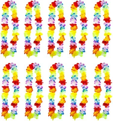 TRIXES Hawaiian Lei Tropical Floral Necklace x10 NEW Hawaii Luau Flower Garland