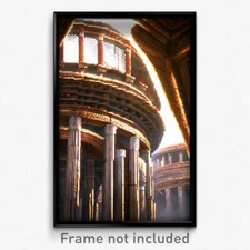 Pixel Art Poster - Complex Ancient Architecture (8 Bit Video Game Print)