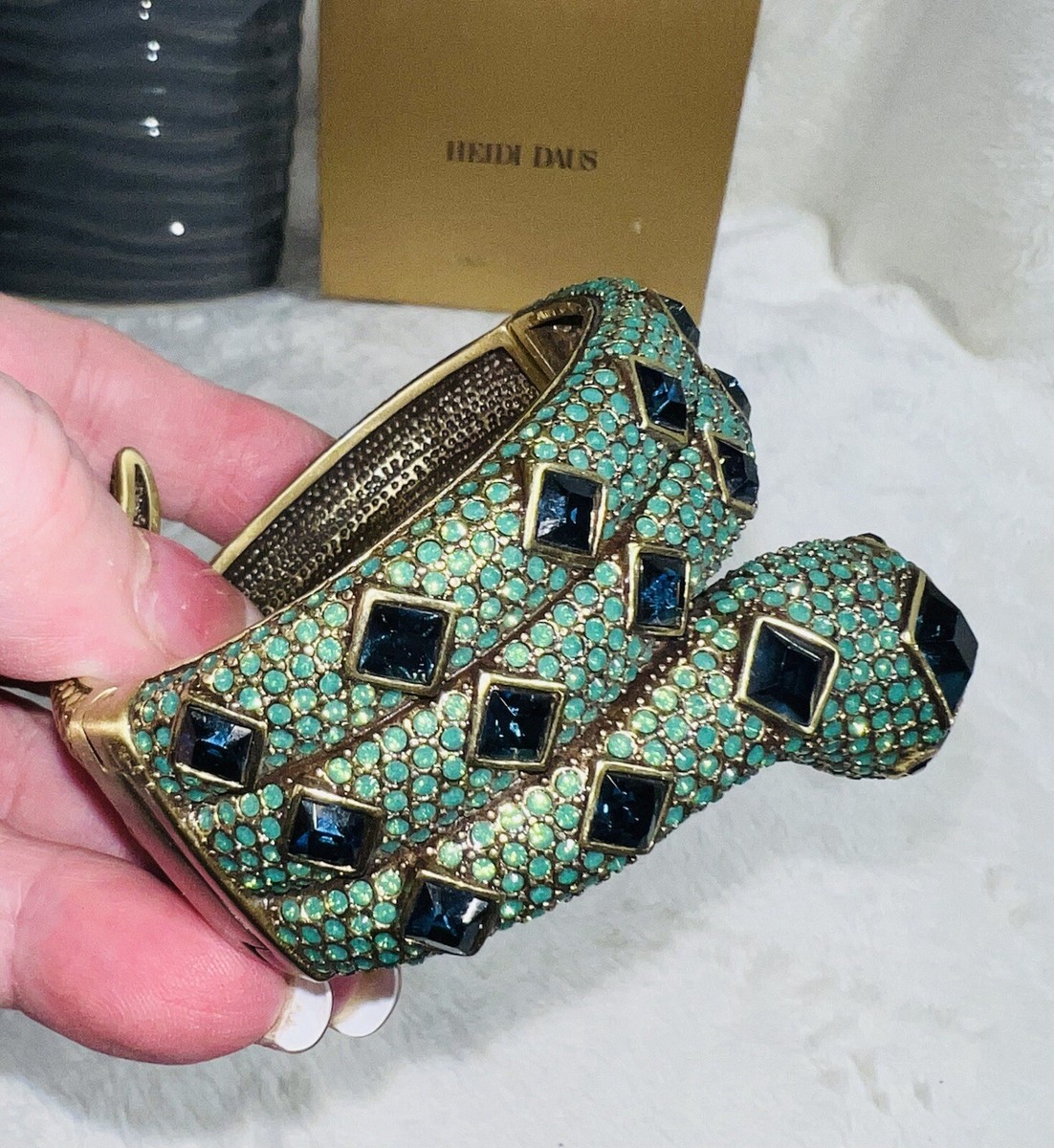 Heidi Daus SPELLBINDING SNAKE Green Blue Bracelet - M/L Size, RARE