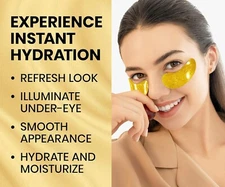 UNDER EYE PATCHES FOR DARK CIRCLES & PUFFY EYES (30 Pairs) 24K GOLD EYE MASK