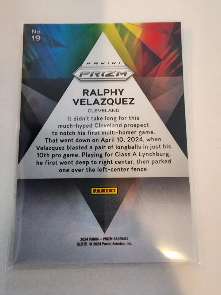 2024 Panini Prizm Prizmatic Ralphy Velazquez #19 Cleveland Guardians - Image 2 of 2