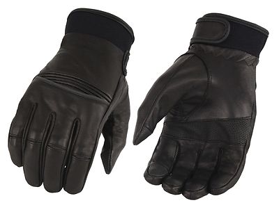 Milwaukee Leather MG7525 Men's 'iTouch' Black Leather Riding Gloves w/ Stretch