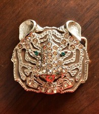 Rhinestone Tiger Head Lion Roman Fountain Golden Metal Unisex Men  s Belt Buckle