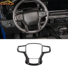 Black Wood Steering Wheel Cover Overlay Trim Fit For Chevy Silverado Suburban19+