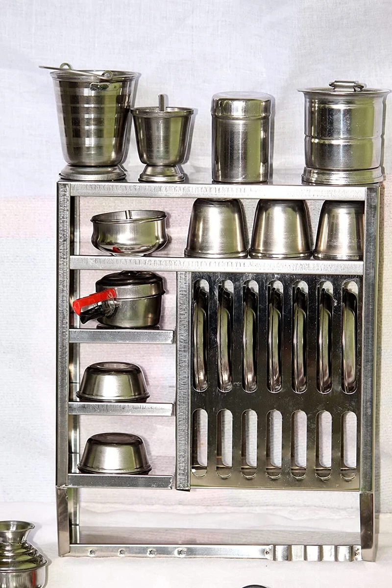 50 Pcs Mini Stainless Steel Utensils & Plastic Indian Kitchen, Toy