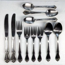 Lot of 11 Pieces Oneida Arbor Rose True Rose Glossy Flatware Stainless VTG USA