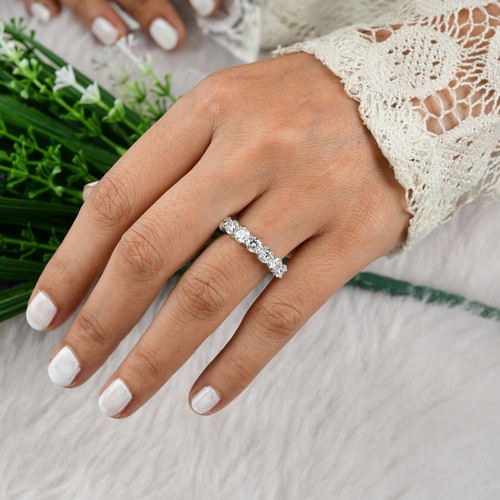 0.91 Ct Lab Grown CVD Round Diamond Ring 14k White Solid Gold Wedding Jewelry - Picture 3 of 6