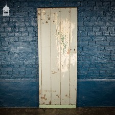 19th C Braced and Ledged Pine Cottage Door with Grey Distressed Painted Finish