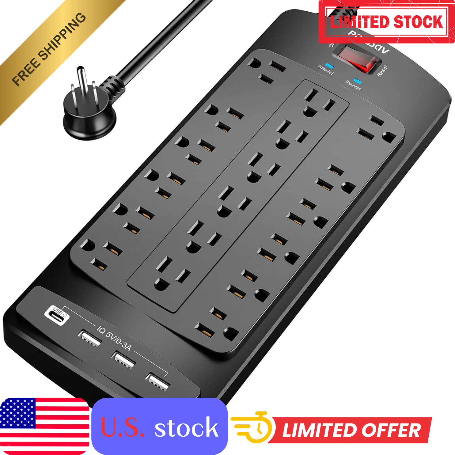 Surge Protector Power Strip: 18 Outlets for Your Power-Hungry Party!-image