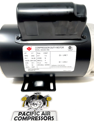 MC037001AV AIR COMPRESSOR ELECTRIC MOTOR 230V 56FR, 3450 RPM 17.2