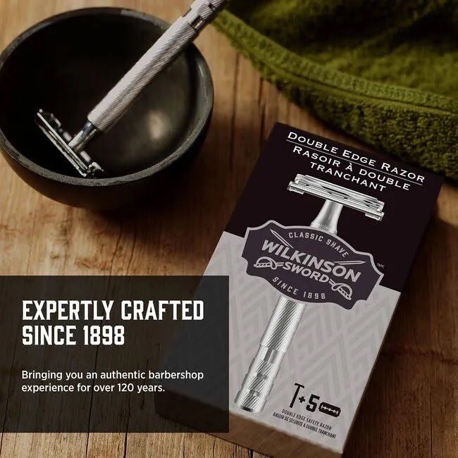 Wilkinson Sword Double Edge Two Side Safety Razor & 100 DE Shaving ...