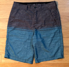 MOSSIMO SUPPLY HYBRID SHORT GRAY  TEAL STRIPED BOARD SHORTS - MEN'S SIZE 30