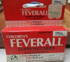 1989 CHILDREN'S FEVERALL SUPPOSITORIES ACETAMINOPHEN  - MINT IN BOX