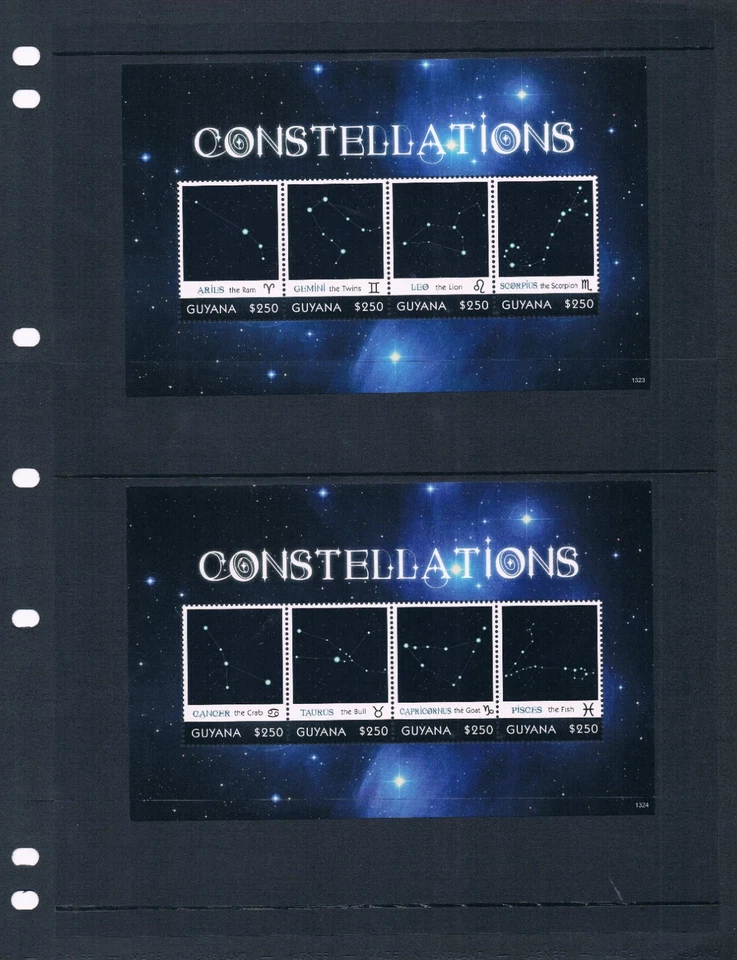 Valor Scott de $20,00 - 2013 Guyana Constellations 2 s/s Astronomía CV MNH NH UMM Foto 2 de 3