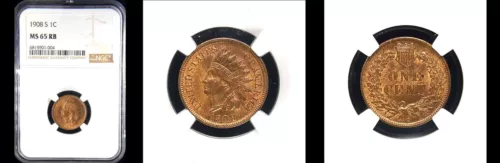 1908-S 1C NGC MS65RB-PQ INDIAN HEAD SMALL CENT---
