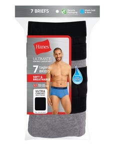 Hanes Brief 7 Pack Ultimate Men TAGLESS No Ride Up Comfort Flex Waist Black/Grey - Click1Get2 Offers