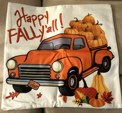 It's Fall Y'all Fall Decore Pillow Cases Zipper Closing NWOT 4 Cases 17''x17''