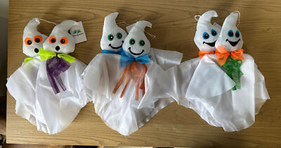 Evergreen 6pack Hanging Ghost with Bow tie 3 Diff Facial Expressions