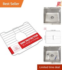 Small White Sink Protector Carbon Steel 12x10 Inch Scratch Dish Protection