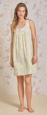 Nwt $68 Eileen West YELLOW LIMONCELLO Cotton Lawn 38" Short Nightgown Chemise M