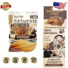 Natural Cow Ears for Dogs 12 Pack - USA Grass-Fed Single Ingredient Chew