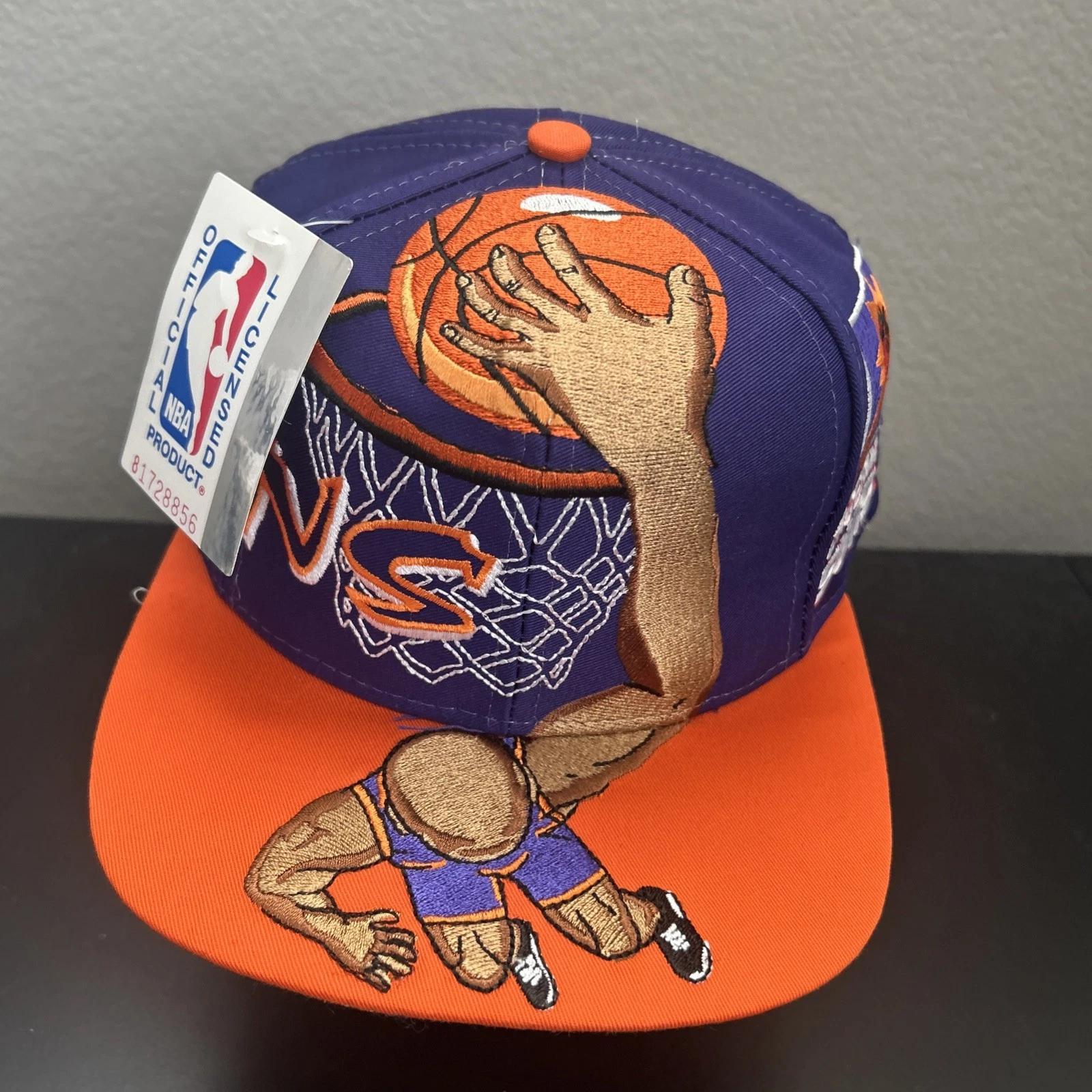 VTG 90s Phoenix Suns Drew Pearson Slam Dunk Twill NBA Graffiti Snapback Hat NWT - product detail image 3