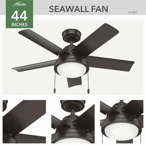 Hunter Fans - Seawall - 5 Blade Ceiling Fan with Light Kit and Pull Chain In - Picture 4 of 4