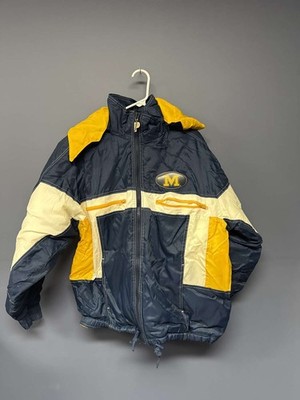Pro Player Michigan Wolverines Puff Jacket Hooded Colorblock M Nylon VTG