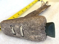 ALASKA ESKIMO ARTIFACT ADZE WITH JADE BLADE