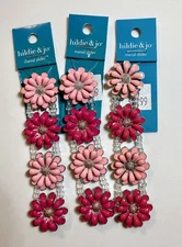 Hot & Baby PINK Flower Daisy Metal Sliders Jewelry Hildie & Jo LOT (3) Strands