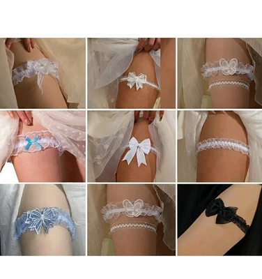 Wedding Day Garter with Satin and Lace ,Choose Design, Hen Party, Sexy, UK Stock - Image 1 of 4