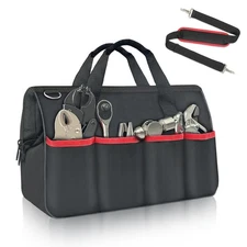 Heavy Duty Tool Bag 14-Inch 17-Pocket Portable Brown Tool Organizer Storage B...