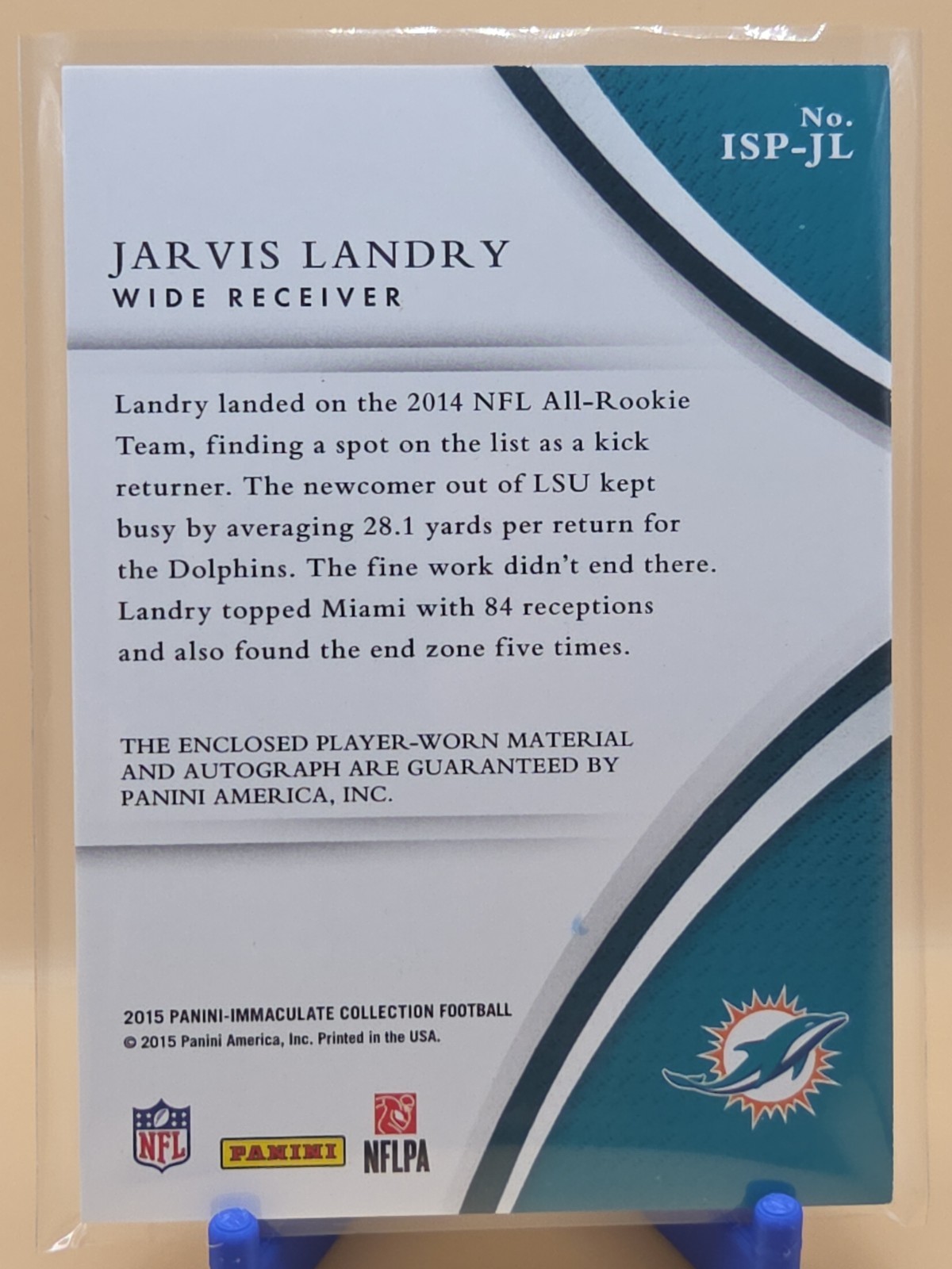 2015 Panini Immaculate Collection Auto 4 Color Patch Jarvis Landry Dolphins /99 view 2