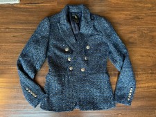 Women s House Of Harlow 1960 Navy Tweed Sequin Blazer Size Small