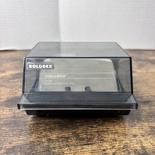 Vintage Rolodex CBC-100 Covered Business Card File Black W Smokey Black Top