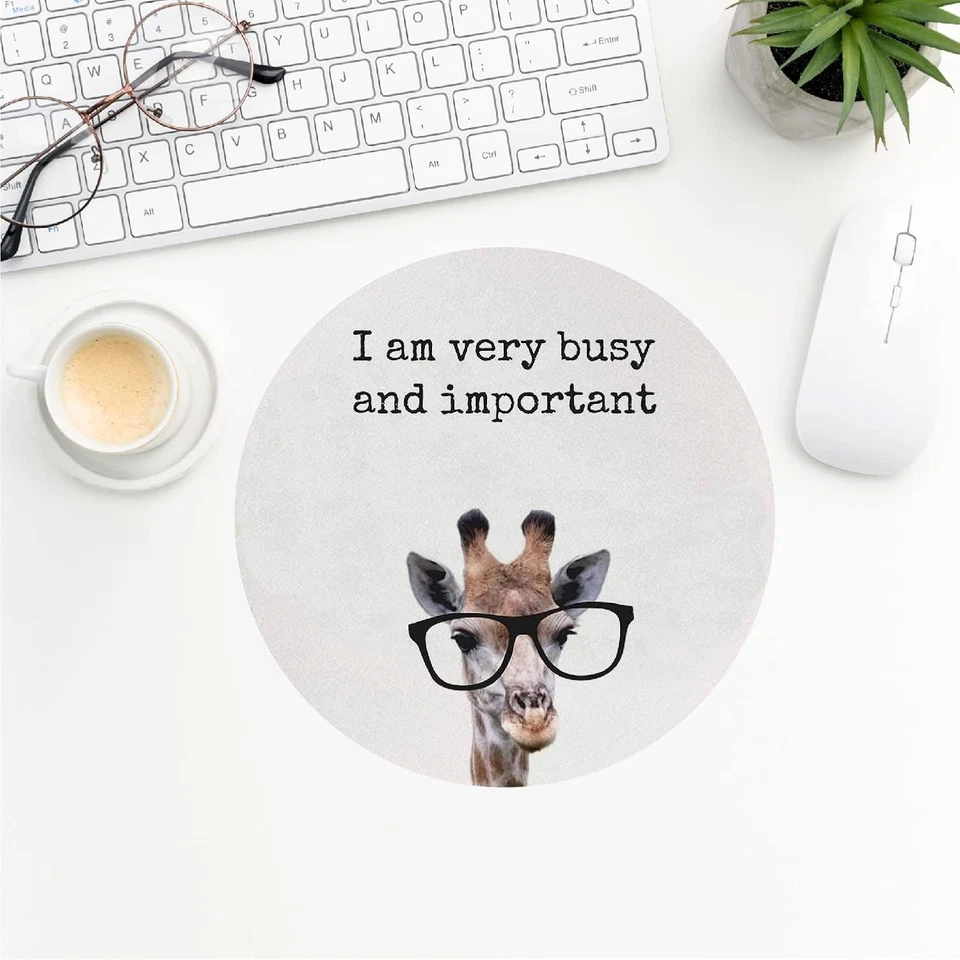 Alfombrilla de ratón divertida estoy muy ocupada e importante, inspiradora jirafa antideslizante Foto 2 de 3