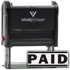 Paid Self Inking Rubber Stamp Blue Medium Office Stationary Business Supply