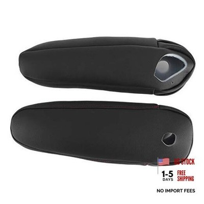 2Pcs Car Seat Armrest Cover, Synthetic Leather Armrest Cover Protector Black