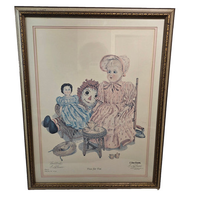 Two for Tea print professionally framed Artist Signed also 369 out of 500 Number