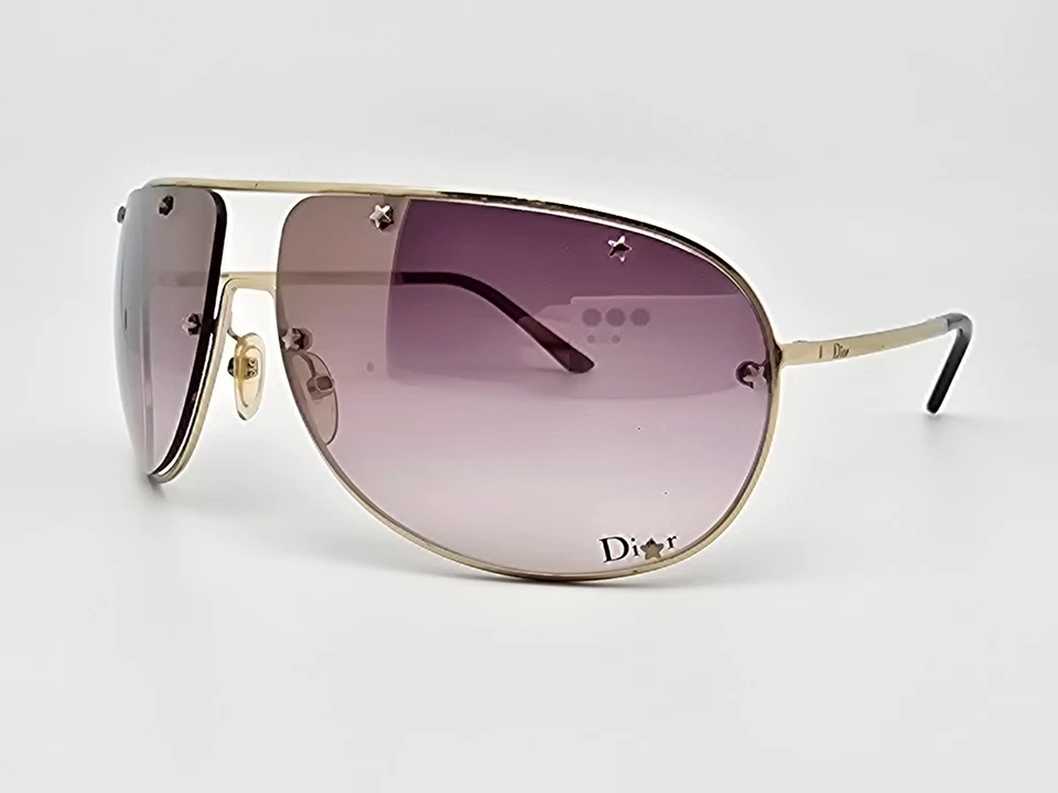 Christian Dior Diorwindshield1 Gold Frame Silver Mirror Aviator Y2K Sunglasses - Image 3 of 4