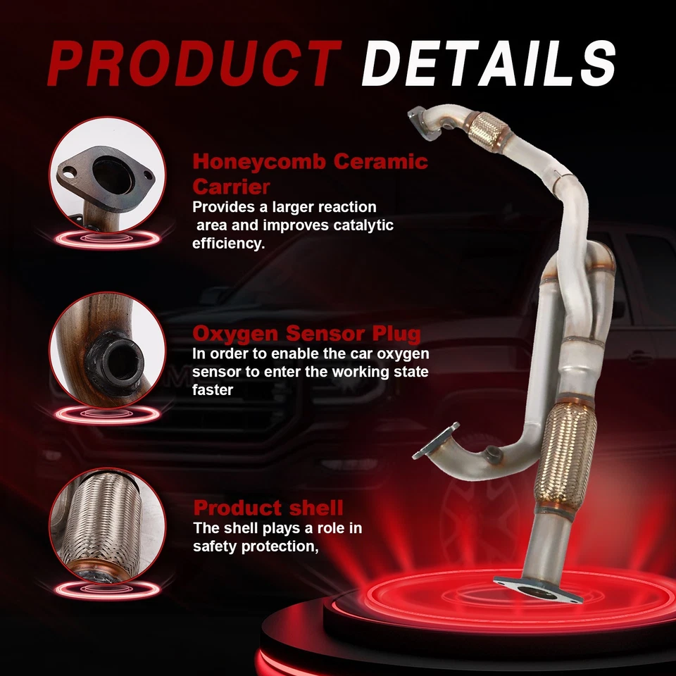 Exhaust Front Flex Y Pipe For 09-17 GMC Acadia Chevy Traverse Buick Enclave 3.6L - Image 2 of 4