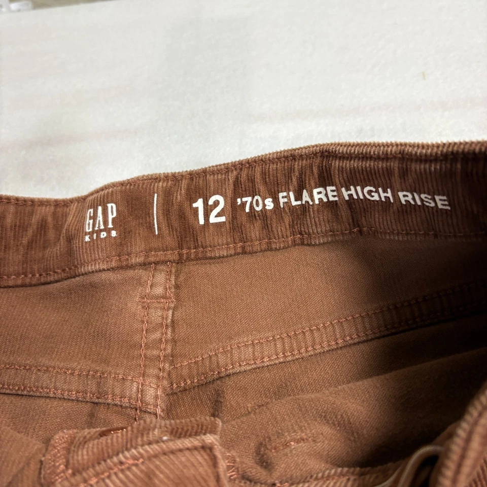Gap Kids Flare Pants Brown 12 High Rise 70s Corduroy 24x27 Retro Y2K Style - Image 3 of 4