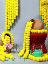 indian 100 Pc 5 feet Artificial Marigold Vine home Garlands Wedding Decoration