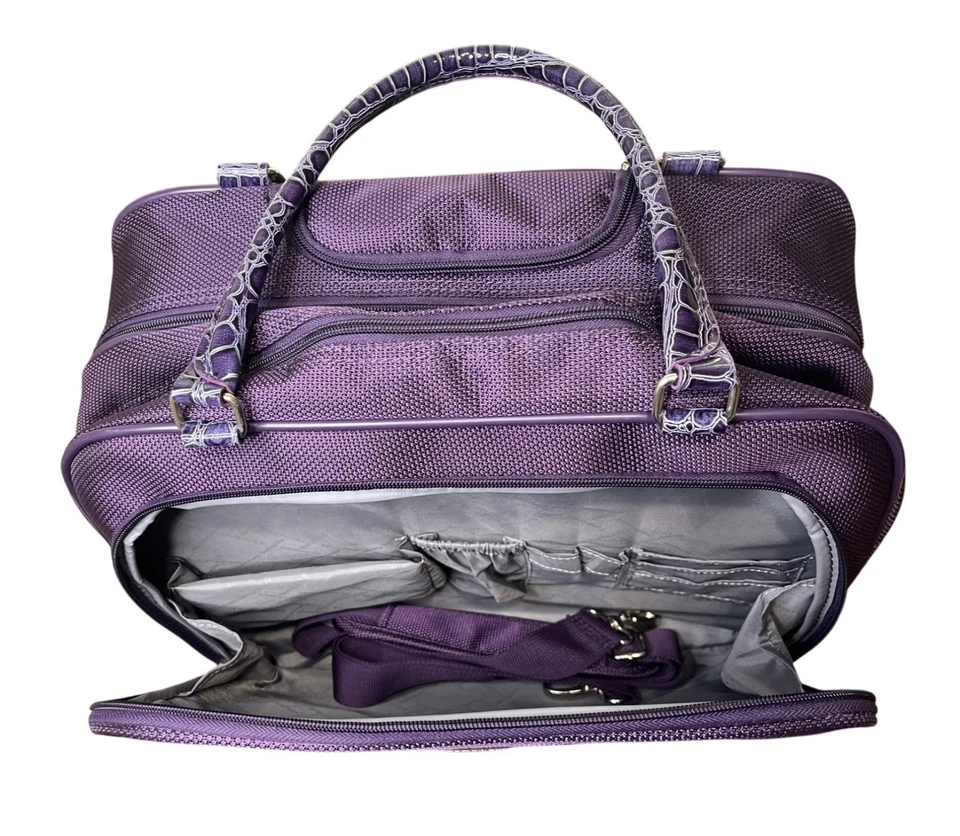 Samsonite Purple Wheeled Carry-On Travel Roller Bag Suitcase Briefcase Rolling - Image 3 of 4