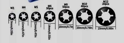 #ad 50pc 3mm Internal Tooth Star Lock Spring Quick Washer Push On Speed Nut $4.00