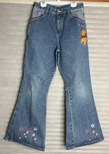 Winnie the Pooh Girls 16 Jeans Embroidered blue jean denim Flare Floral