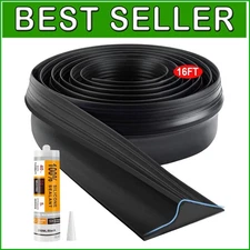 Durable 6FT Garage Door Bottom Seal - Black Rubber Weatherproofing Strip