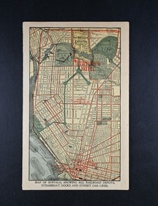 1901 Buffalo City & Expo Map Railroads Steamboat & Street Cars Pan-American USA